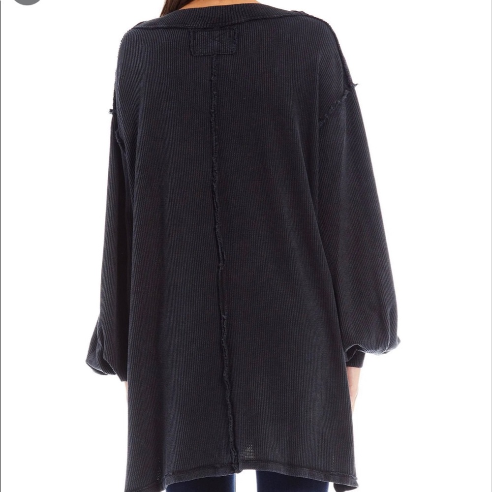 Free People Thermal Knit Drop Shoulder Long Blouson Sleeve